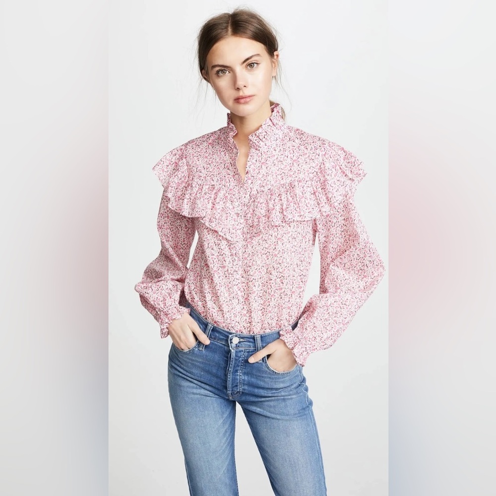 Loveshackfancy Erica Valentine Pink Floral Top